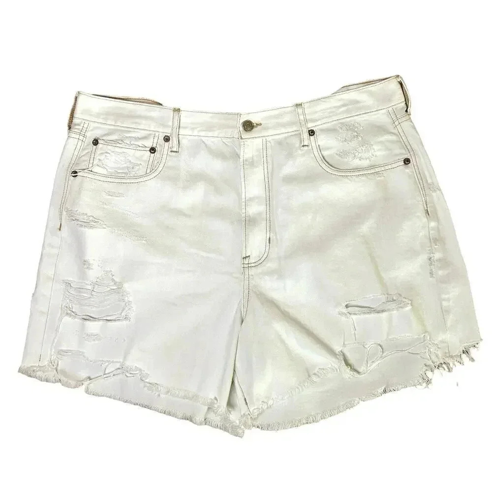 NWOT American Eagle Women’s Plus Size 90’s Boyfriend Denim Shorts White size 18